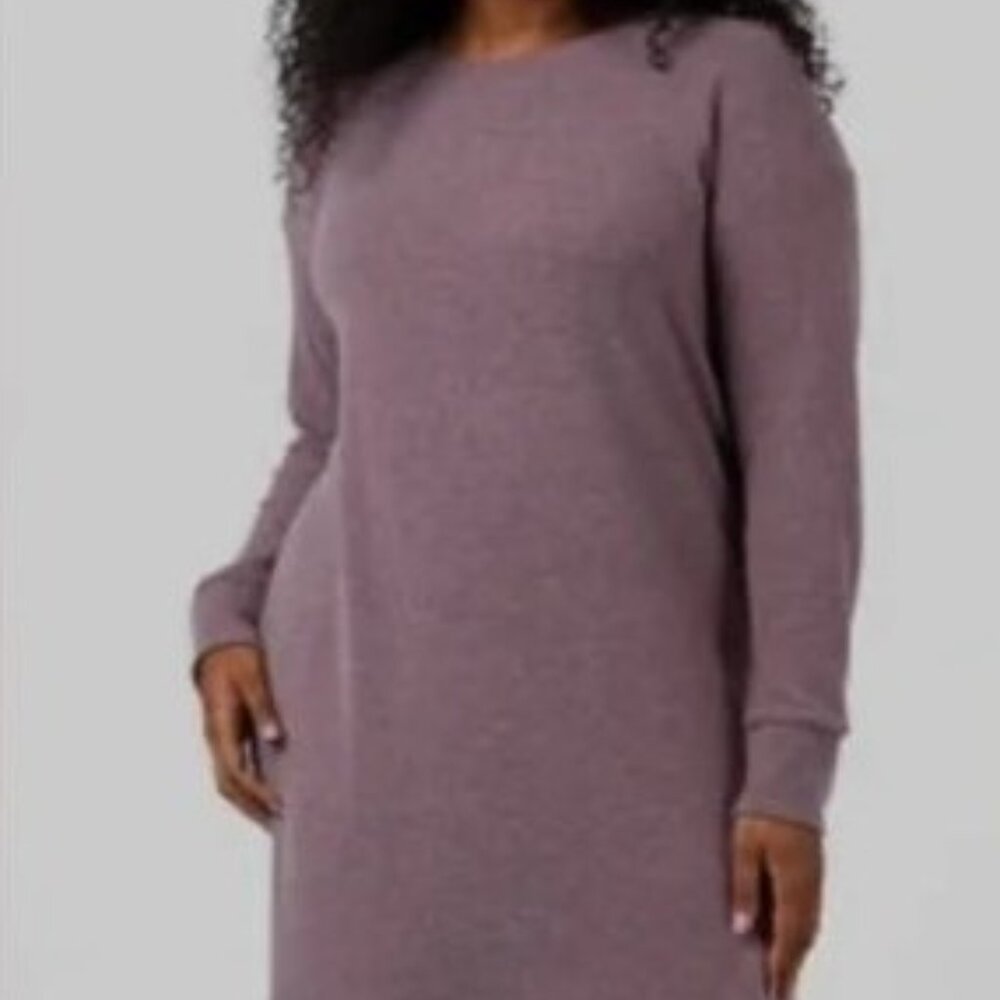 NWT 32 Degrees HEAT Port Royale Heather Soft Sweater Knit Crew Dress Size Large - Picture 2 of 5